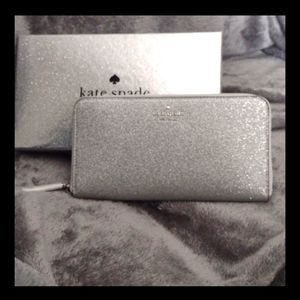 NWOT, Kate Spade Silver Sparkling wallet in gift box